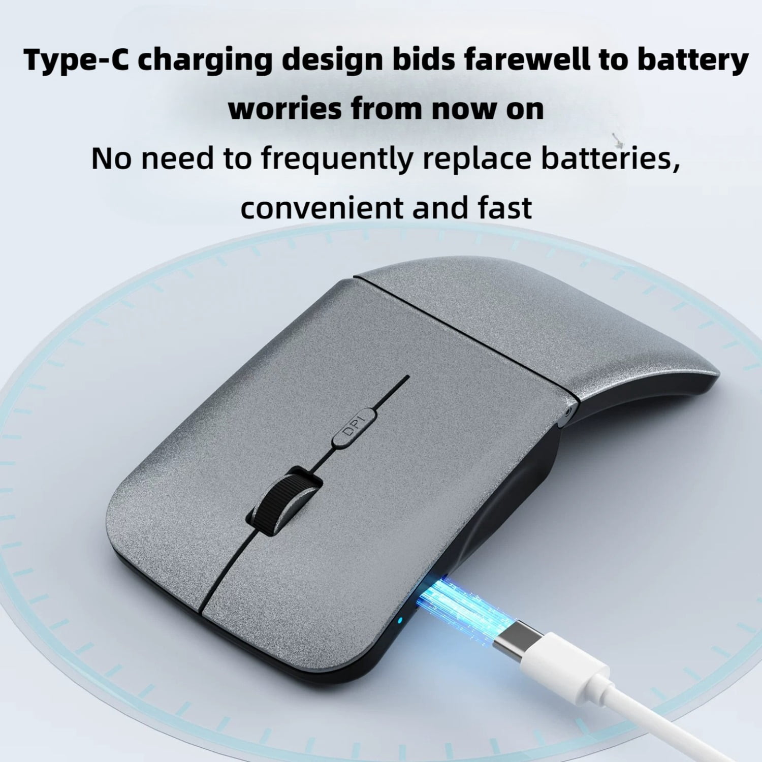 BOW Foldable Bluetooth Mouse, Portable Rechargeable Travel Mouse for Laptop MacBook Tablet Smartphone