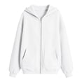 thumbnail image 4 of Angala Youth Girls Hoodies Sweatshirts Size 14-15 Years White Zip Up Solid Color Long Sleeve Fall Winter Dailywear Girls Pullover Tops, 4 of 4