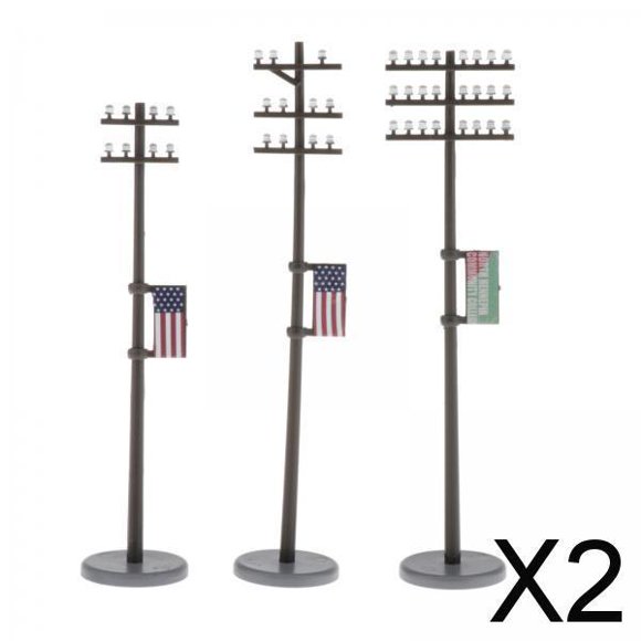 2x 3 Uds 1/42 Poste de Línea Eléctrica Juego de Postes Telefónicos Accesorios de Construcción de Paisaje 2 piezas