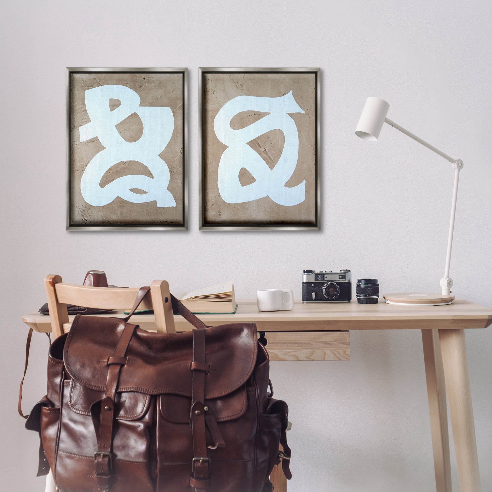 Stupell Industries Abstract Squiggle Line Abstract Painting Gray Floater Framed Canvas Art Print Wall Art, 17 x 25, Set of 2
