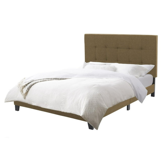 CorLiving Ellery Fabric Upholstered Adult Full Bed Frame with Slats and Tufted Headboard