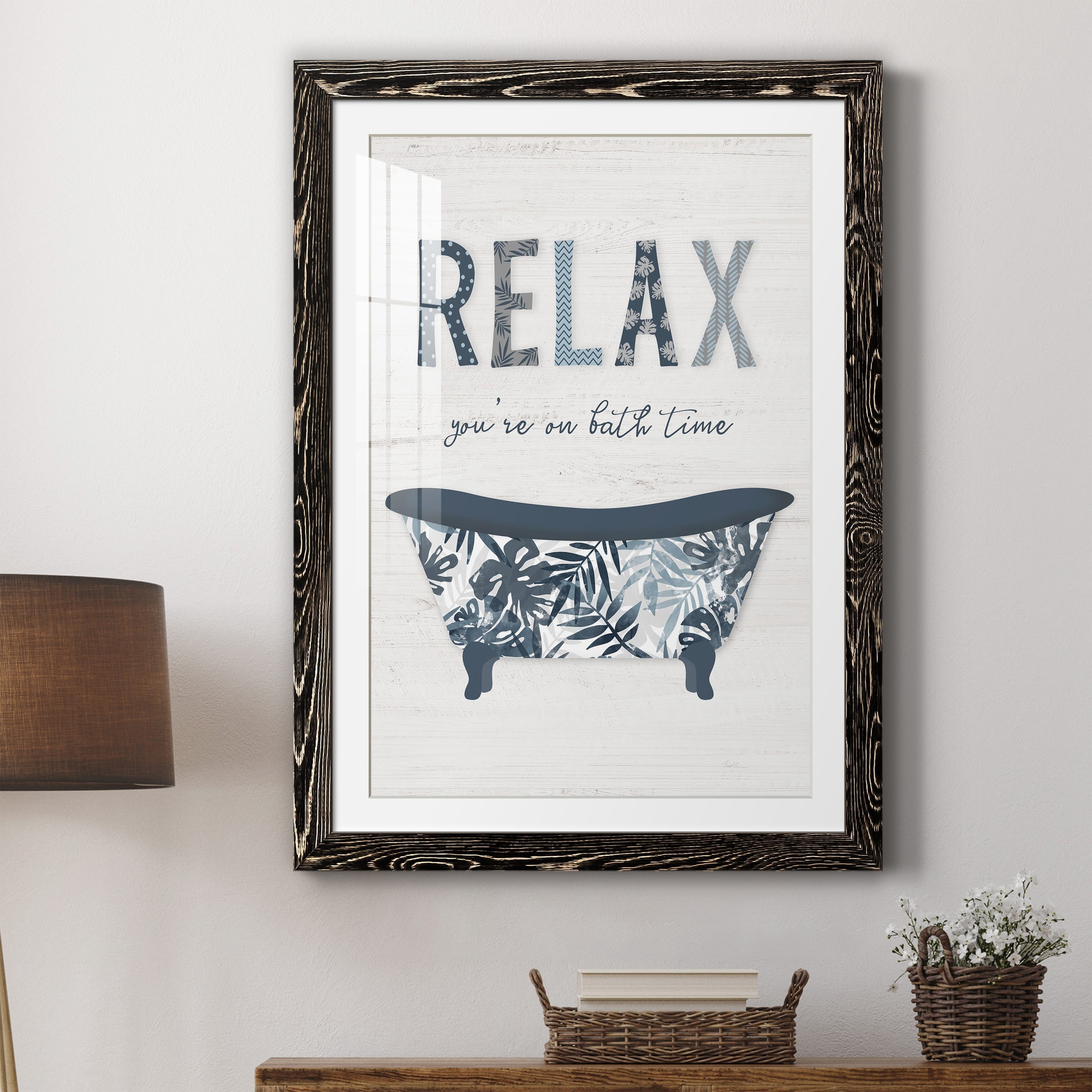 Palm Bath I - Premium Framed Print - Distressed Barnwood Frame - Ready to Hang
