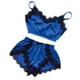 thumbnail image 2 of OKBOP Blue Womens Shorts with Pockets Relaxed Fit Lace Casual Slim-Leg Satin Briefs Suit, 2 of 3