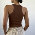 thumbnail image 4 of Women's Solid Color Ribbed Sleeveless Tank Top Coffee S, 4 of 5