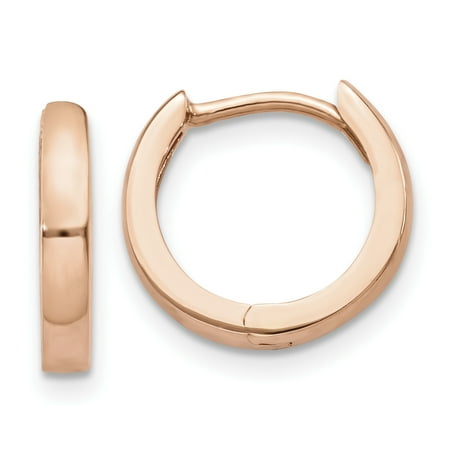 14k Rose Gold Earrings - 14K Rose Gold Hinged Hoop Earrings