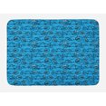 thumbnail image 1 of Bicycle Bath Mat, Antique Cartoon Style Bikes on Blue Background Retro Pattern with Wheels, Non-Slip Plush Mat Bathroom Kitchen Laundry Room Decor, 29.5 X 17.5 Inches, Blue Black and White, Ambesonne, 1 of 2
