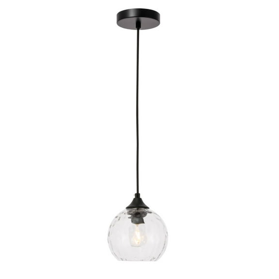 Cashel 1 light Black and Clear glass pendant