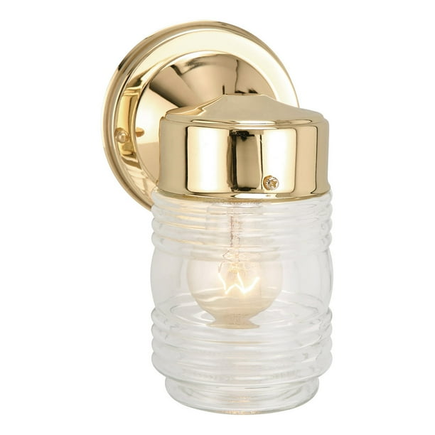Design House Polished Brass Outdoor WallMount Jelly Jar Wall Lantern