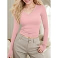 thumbnail image 2 of Weardear Long Sleeve Shirts for Women 2024 Fall Fashion V Neck Basics Crop Tops Layering Slim Fitted Y2K Tops, 2 of 6