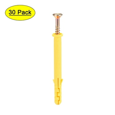 6x60mm Expansion Pipe with Screws Plastic Yellow 30 Pack
