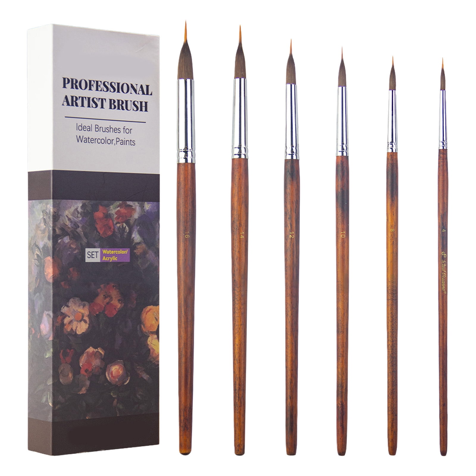 Multipurpose Detail Paint Brush Wooden Handle Miniature Brush for Watercolor Acrylic Gouache Oil and Face Painting