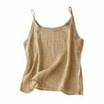 thumbnail image 2 of Lumtrix Cotton Linen Tank Tops For Women Loose Fit Spaghetti Strap Sleeveless Tops Summer Beach Gauze Shirts Plus Size Earthy Yellow S, 2 of 6