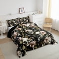 thumbnail image 3 of jejeloiu Retro Rustic Floral Bedding Comforter Set,Spooky Skull Skeleton Twin Comforter Sets,Pink Floral Bedding Set For Adult,Super Cozy Room Decor Reversible,2pcs, 3 of 8