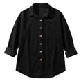 thumbnail image 6 of VISALY Women Button Up Collared Shirts Tunic Tops Loose Fit Tops Work Dressy Casual Basic Shirts Long Sleeve Wrinkle Free Blouse Smocked Shackets Jacket Solid Oversized Boyfriend Blouses Blue L, 6 of 8