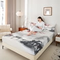 thumbnail image 4 of Feelyou Japanese Blossoms Floral Twin Sheet Sets, Nature Scenery Twin Fitted Sheet, Ink Watercolor Art Flat Sheet, Luxury Bedroom Decor, 3-Piece, 4 of 7