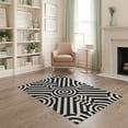 thumbnail image 2 of ODIKA 4'x6' Black Geometric Op Art Washable Area Rug Bold Circular With Modern Graphic Appeal Ornamental Pet Friendly, Non-Shedding for Bedroom, Reading Nook, 2 of 7