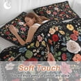 thumbnail image 4 of 3 Piece Watercolor Flowers Duvet Cover Set Queen Size, Microfiber Comforter/Quilt Cover with Corner Ties and 2 Pillowcases, Farmhouse Floral Vintage Black All Season Soft Bedding with Zipper Closure, 4 of 8