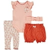 Little Lass Baby Girls 4-pc. Floral Dot Bodysuit Set 6 Months Pink