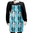 thumbnail image 1 of Abstract Kids Apron, Pastel Grunge Toned Spiraling Circles Surreal Marine Modern Oval Shapes, Boys Girls Apron Bib with Adjustable Ties for Cooking Baking Painting, Sky Blue Grey Teal, by Ambesonne, 1 of 2