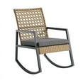 thumbnail image 1 of Walker Edison Moderne Rotin Terrasse Rocker avec Coussin en Brun Clair et Gris, 1 of 4