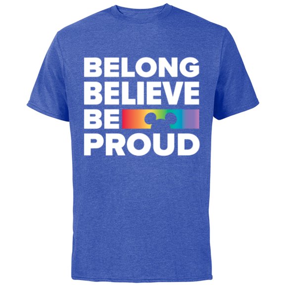 Disney Belong Believe Be Proud Pride - Short Sleeve Cotton T-Shirt for Adults - Customized-Royal Heather