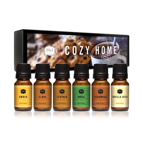 P&J Fragrance Oil | Cozy Home Set of 6 - Scented Oil for Soap Making, Diffusers, Candle Making, Lotions, Haircare, Slime, and Home Fragrance