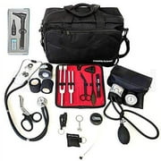 ASATechmed Nurse Starter Kit - Stethoscope, Blood Pressure Monitor, Tuning Forks, and More - 18 Pieces Total (Black)