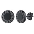 thumbnail image 1 of Pendientes de botón Silvora con runas vikingas de plata de ley negro, 1 of 8