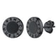 thumbnail image 1 of Pendientes de botón Silvora con runas vikingas de plata de ley negro, 1 of 8