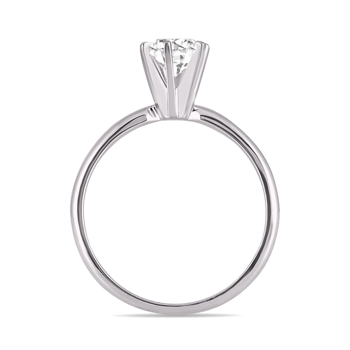 TimeLe$$ Classics 0.50 Carat Lab Grown 6 Prong Solitaire Round Cut Solitaire Diamond Engagement Ring For Women in 14K White Gold (Ring Size: 8.5)