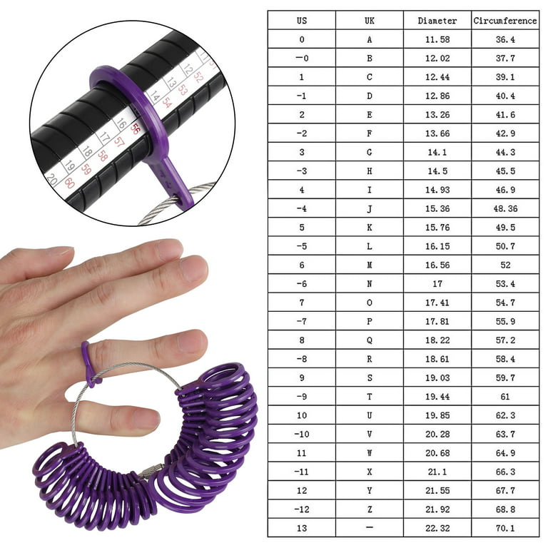 Ring Sizer Measuring Tool Finger Ring Mandrel, Ring Gauge Black Finger  Sizer Stick, Finger Sizing Measurement Jewelry Making Tools Set with 27pcs