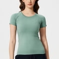 thumbnail image 6 of DPTALR Women's Short Sleeve Round Neck Sports T-Shirt Running Fitness Top Slim Breathable Yoga Top,Green,Size 4, 6 of 9