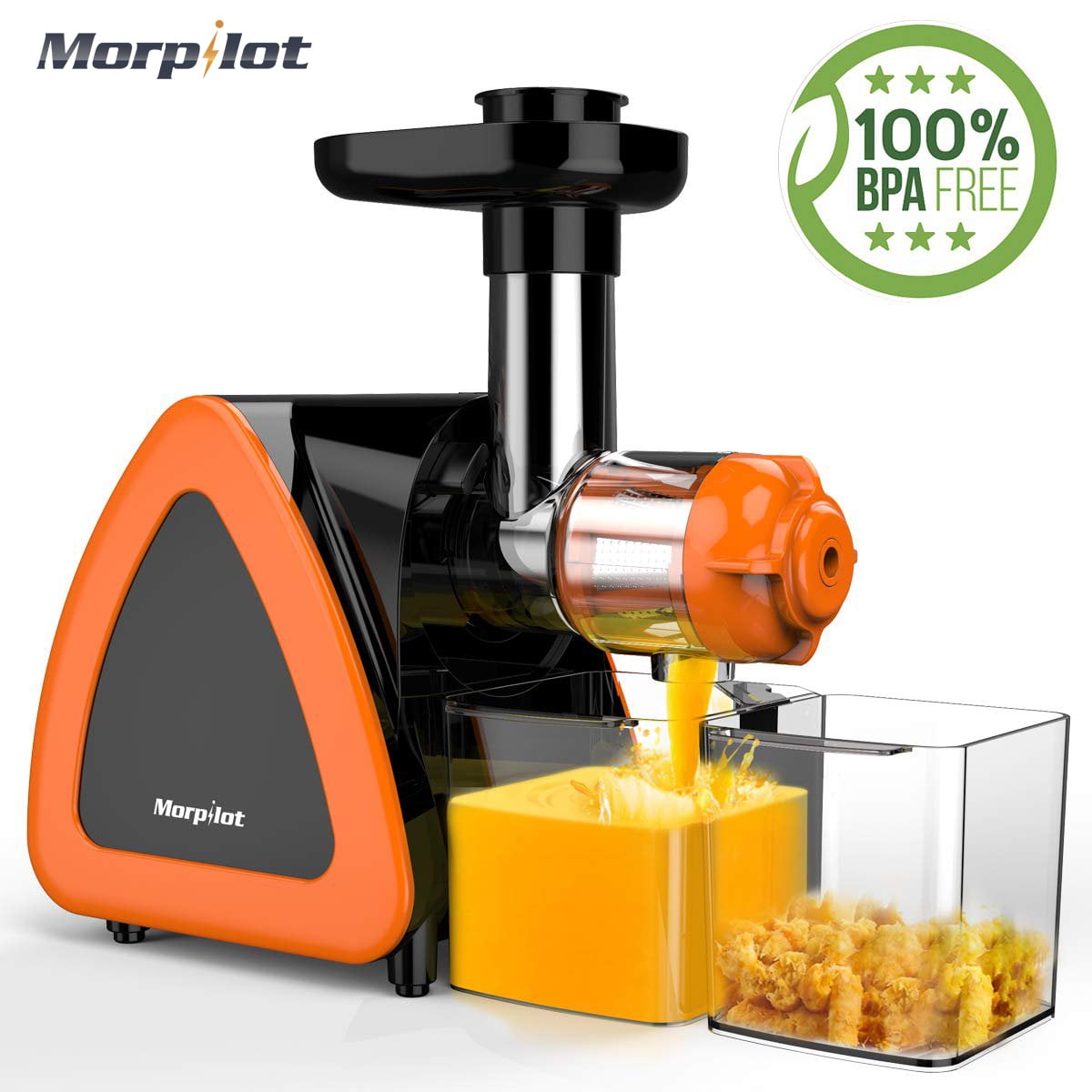 Slow Speed Masticating Juicer Extractor for Fruits and Vegetables. Morpilot Juicer Machine/Cold Press Juicer Machine with Quiet Motor & Reverse Function Higher Juicer Yield/Easy to Clean/BPA-Free 