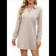 thumbnail image 1 of Vestido de Otoño 2025 para Mujer, Estilo Suéter Deportivo Informal, Holgado, de Larga y Cuello en V, de Color Liso. Albaricoque XL, 1 of 7
