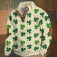 thumbnail image 2 of Telankuip Mens St Patricks Day Sweatshirts Quarter Button Stand Collar Long Sleeve Pullover Tops Oversized Retro Shamrock Flag Print Winter Comfy Going out Holiday Sweatshirt 2-Green L, 2 of 2