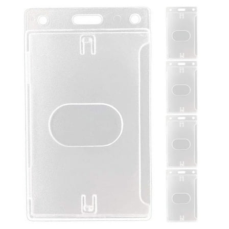 5pcs Clear Plastic Badge Holders with Side Insert, Hard Transparent Card Holders for Office, School, Conferences, Events, Easy Identification