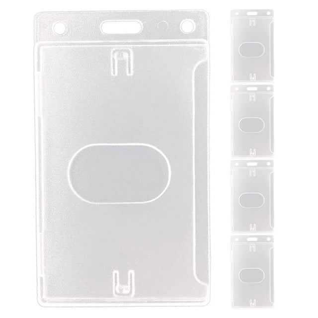5pcs Plastic ID Badge Holder with Side Insert Transparent Design Clear Hard Plastic ID Card Badge Holder for Easy Identification for Office School Conferences Events