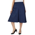 thumbnail image 4 of Bimba Women's a-line Denim Pleated Blue Skirt With Pockets and Side Zip Closure, 4 of 9