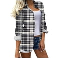 thumbnail image 2 of jobturf Button Down Shirts for Women Dressy Casual Collared Plaid Blouses Comfy Loose Basic Tees Fall Spring Fashion Long Sleeve Tops, 2 of 7