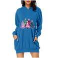 thumbnail image 1 of Pisexur Robes pour Femmes Imprimé Arbre de Noël Sweat à Capuche Robe de Soirée Décontractée Manches Longues Mini Robes de Vacances d'Automne pour Femmes avec Poches, 1 of 3