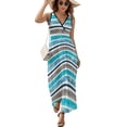 thumbnail image 2 of Stripes Grey Gradient Abstract Geometric Dress Fashion Boho Beach Long Dresses Female Party Printed Maxi Dress, 2 of 9