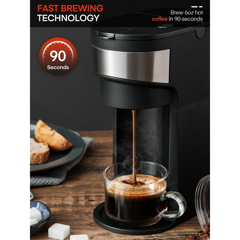 AICOOK Single Serve Coffee Maker, Compact 1000W Brewer, Hot and