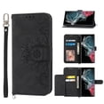 thumbnail image 1 of SaniMore for Samsung Galaxy S23 Ultra Magnetic Wallet Case [RFID Blocking] Card Slot, PU Leather 3D Flower Embossing Cover with Kickstand & Crossbody Strap Shockproof Protective Shell, Black, 1 of 11