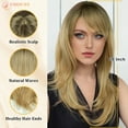 thumbnail image 5 of Creamily 22" Black Ombre  Blonde wig Long Curly Wig with Bangs  Heat-Resistant Synthetic Wigs for Women, 5 of 8