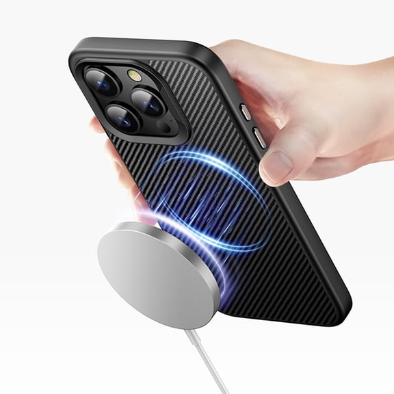 Dteck Magnetic for iPhone 14 Pro Max Case, Compatible with MagSafe, Carbon Fiber Shockproof Protective Phone Case,Black