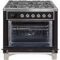 thumbnail image 3 of ILVE Majestic II 36" NG Glass Door/Griddle Metal Range in Glossy Black/Chrome, 3 of 3