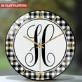 thumbnail image 2 of Round Glass Wall Clock,Personalized Buffalo Plaid Initial Monogram Glass Wall Clock, Farmhouse Wreath Wall Clock Rustic Wall Clock Wreath Supplies - Tiered Tray Wall Clock Style, 2 of 8