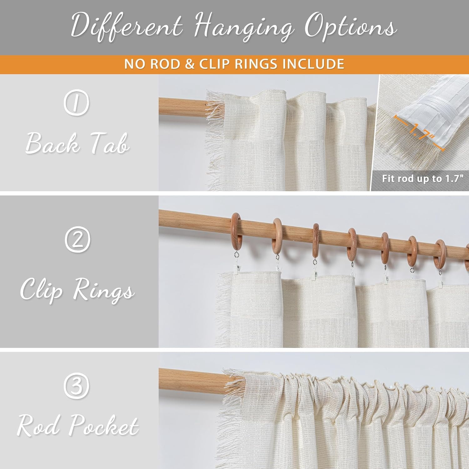 Wehilion Linen Curtains for Living Room, Natural Semi Sheer Curtains & Drapes 84 inches Length 2 Panels Set Farmhouse Country Boho Style Back Tab Draperies for Sliding Glass Door