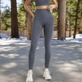 thumbnail image 3 of High Waist Ribbed Leggings with Seamless Fit - Large, Gray, 3 of 6