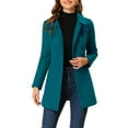 thumbnail image 1 of Abrigo largo de invierno de doble botonadura con cuello Peter Pan para mujer Inspire Chic en azul lago XL, 1 of 6